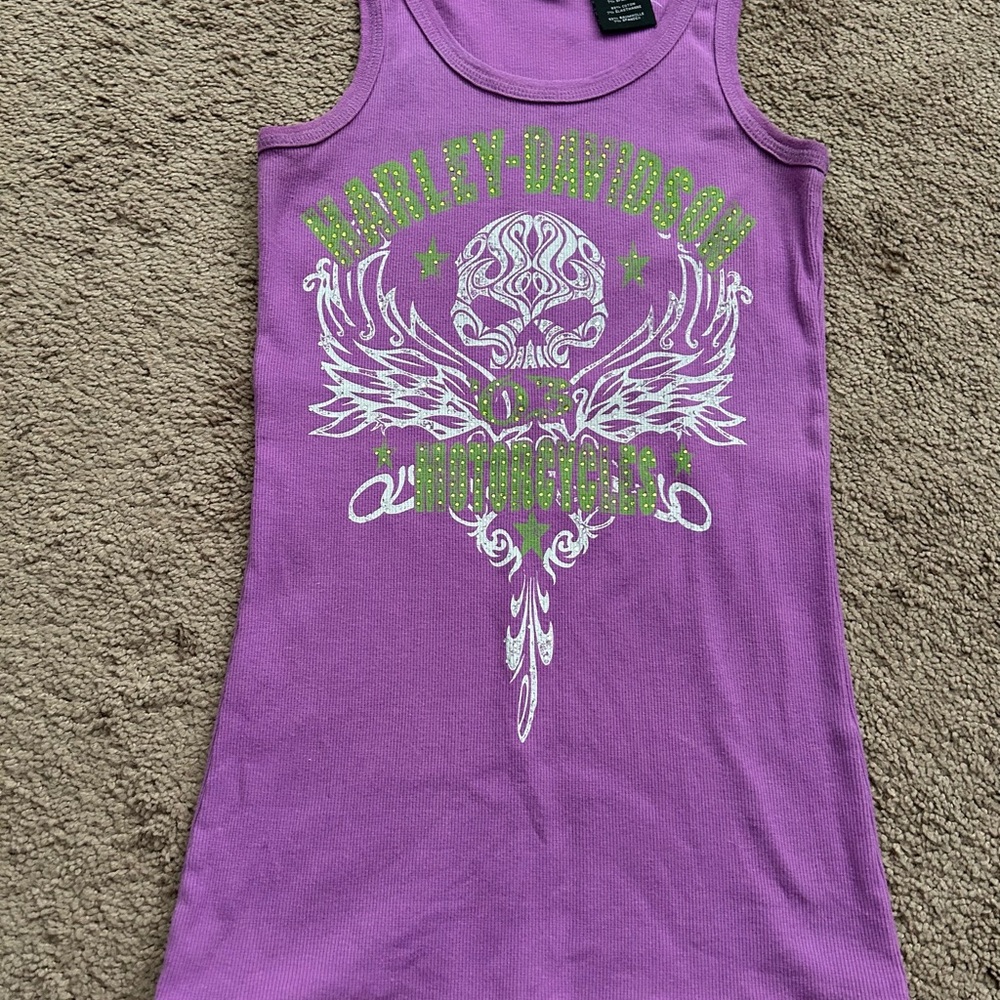 Harley-Davidson Purple Tribal Skull Tank Top